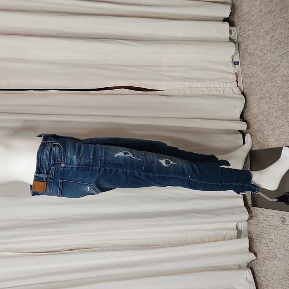 Lucky Brand " Ava Skinny" Distressed 8/29 Ankle Blue Wash Denim Jeans - Picture 4 of 13